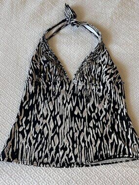 Halter Y2k neutral black and white top